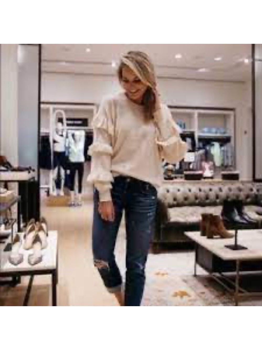 J. Crew Wool Blend Long Ruffle Sleeve Sweater